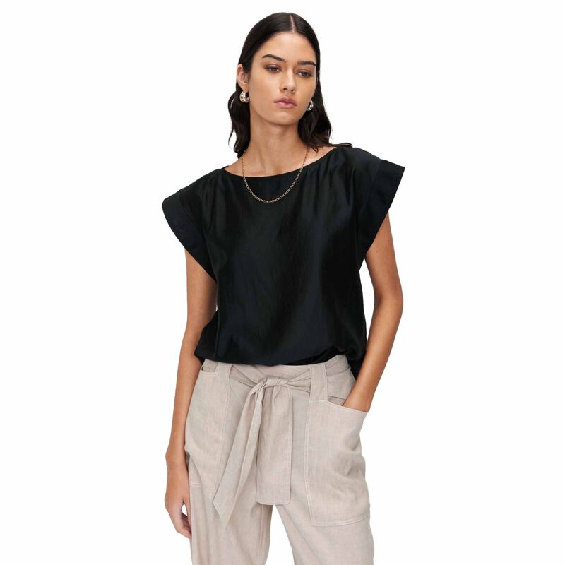 Veronika Maine Light Tencel Boat Neck Top image number 4